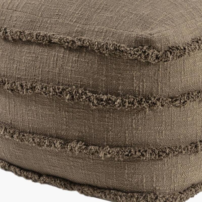HomeRoots 18" Brown Cotton Striped Pouf Ottoman