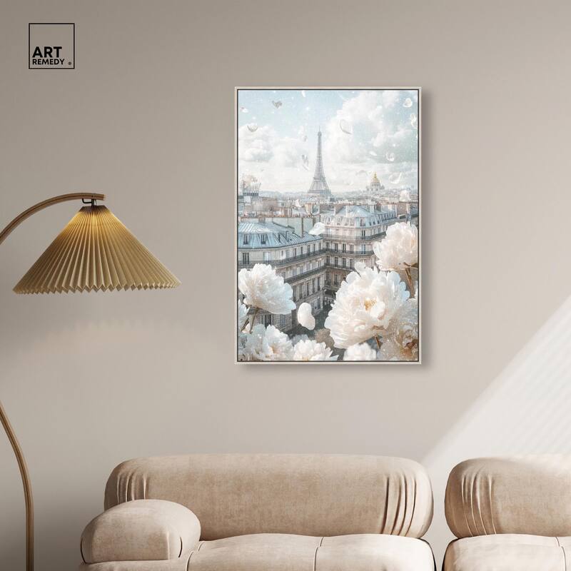 Peonies Over Paris Canvas by Art Remedy