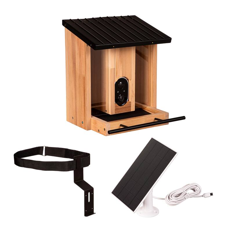 BirdsIVue Smart Feeder: Motion-Activated Video Solar Wooden Bird Feeder