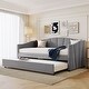 preview thumbnail 2 of 14, Twin Size Velvet Daybed Frame with Trundle - Grey