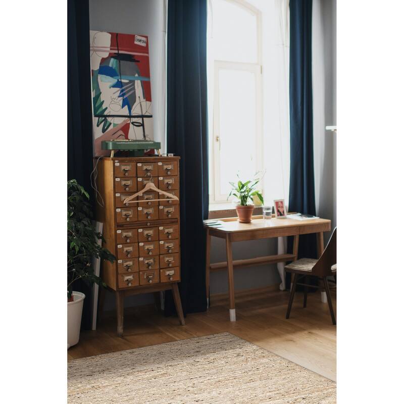 ECARPETGALLERY Braid weave Sienna Beige, Cream Wool Rug - 5'0 x 7'11