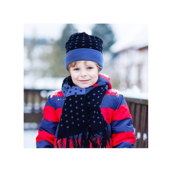 Shop Kids Boys Girls Navy Blue Warm Winter Cross Patterned