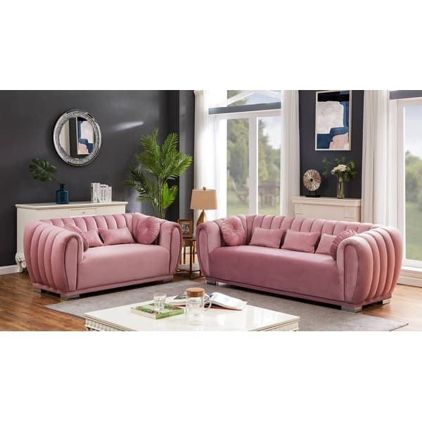 Kayley Luxury Standard Living Room Set Pink This pink and teal living room not only benefits from the contrast of two different colours but of several different shades of pink too. usd