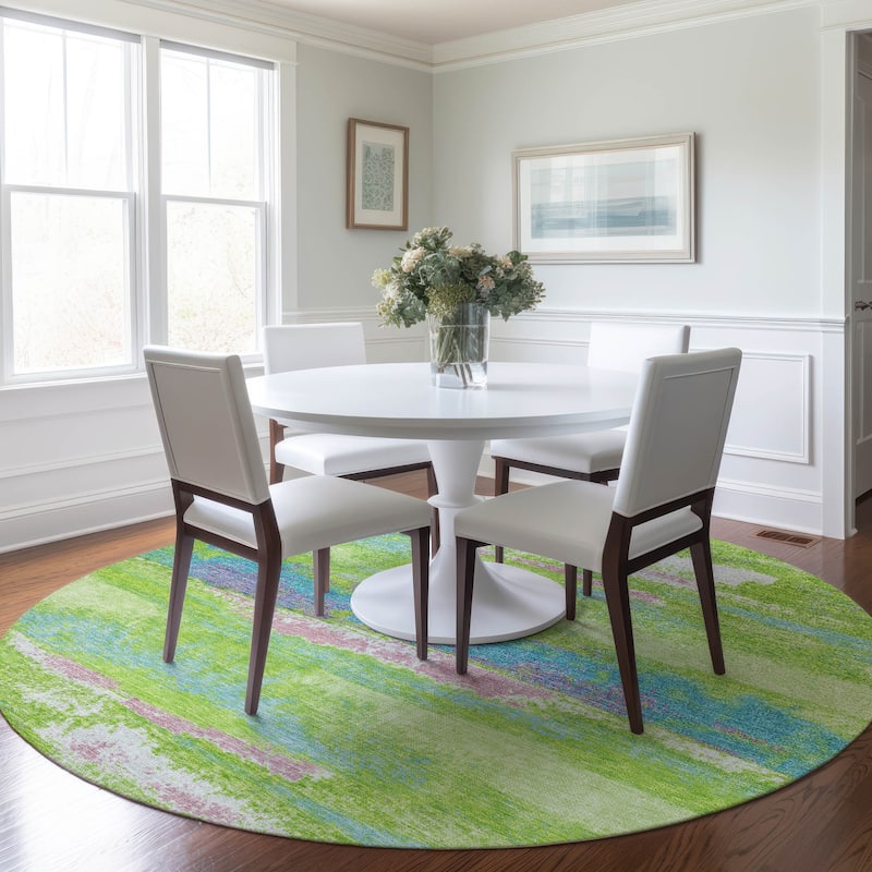 Machine Washable Indoor/ Outdoor Abstract Modern Chantille Rug