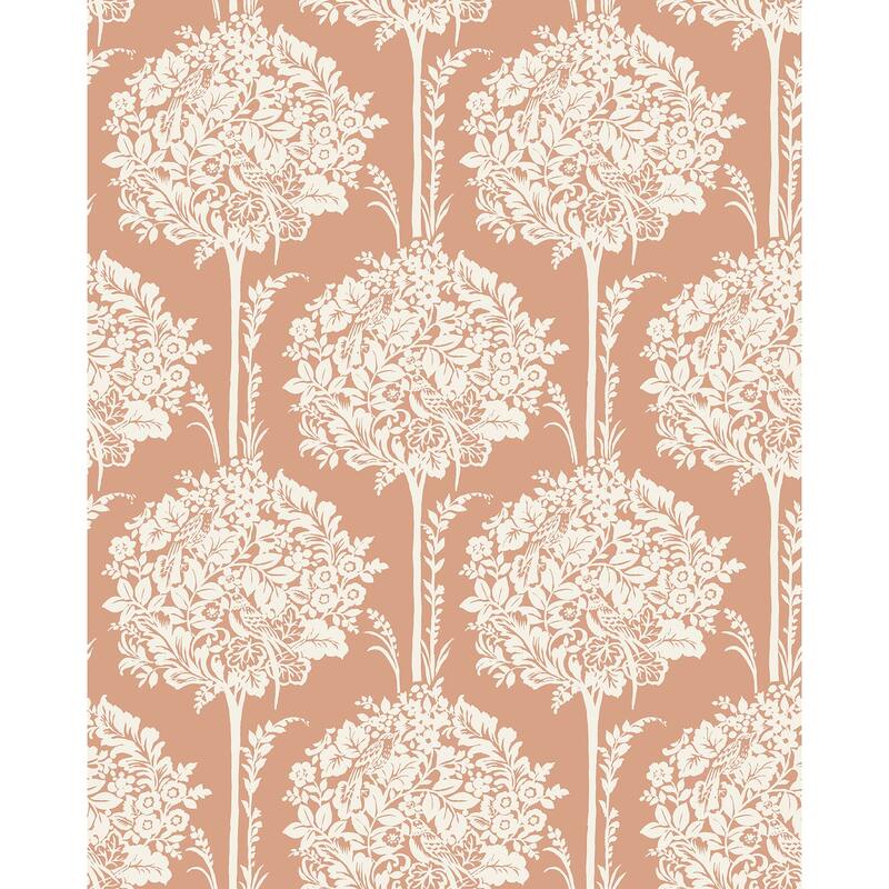 A-Street Prints Zaria Apricot Topiary Wallpaper