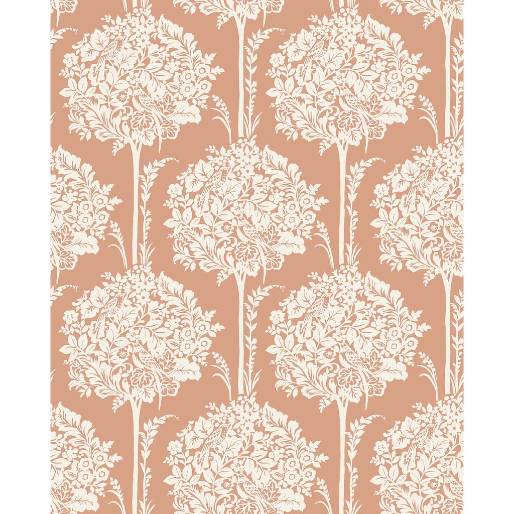 A-Street Prints Zaria Apricot Topiary Wallpaper