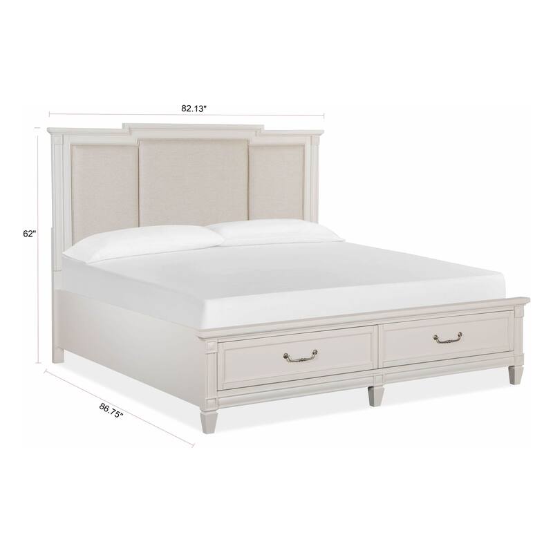 Magnussen Home Willowbrook Egg Shell White With Slight Panel Upholstered Storage Bed