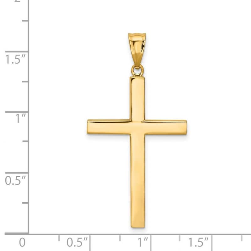 Curata 14k Yellow Gold 18" Polished Block Unisex Cross Pendant Necklace - 21x40mm