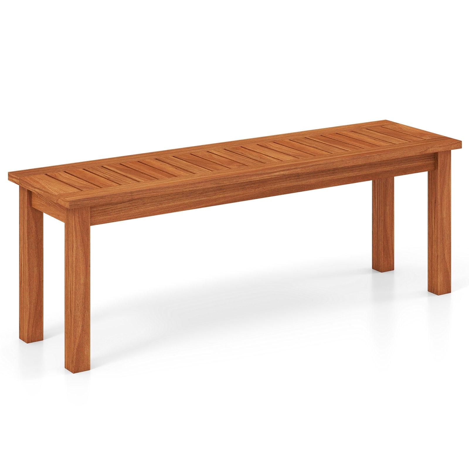 Costway 1/2 PCS 2-Person Outdoor Wood Bench with Slatted Seat, Front - See Details