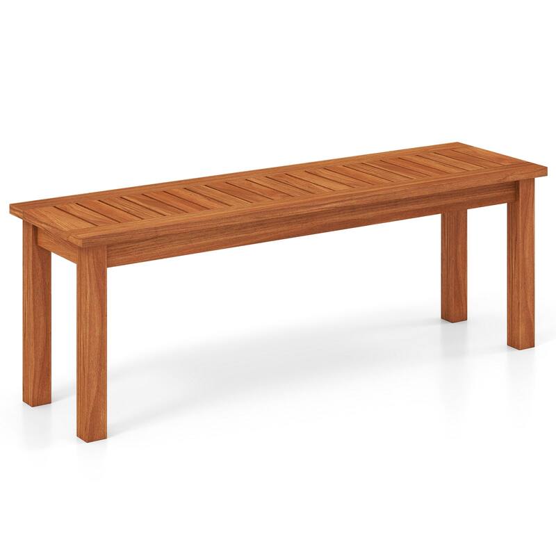 Costway 1/2 PCS 2-Person Outdoor Wood Bench with Slatted Seat, Front - See Details - 1 PCS