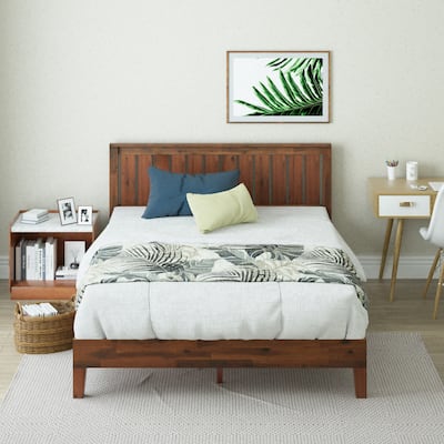 Priage by ZINUS 2-Piece Euro Box Top Hybrid Mattress and Wood Platform Bed Set