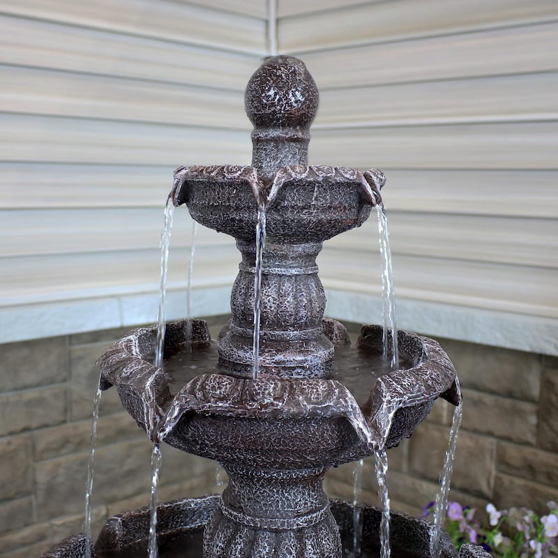 4-Tier Mediterranean Outdoor Water Fountain Backyard Feature -49" - 49"
