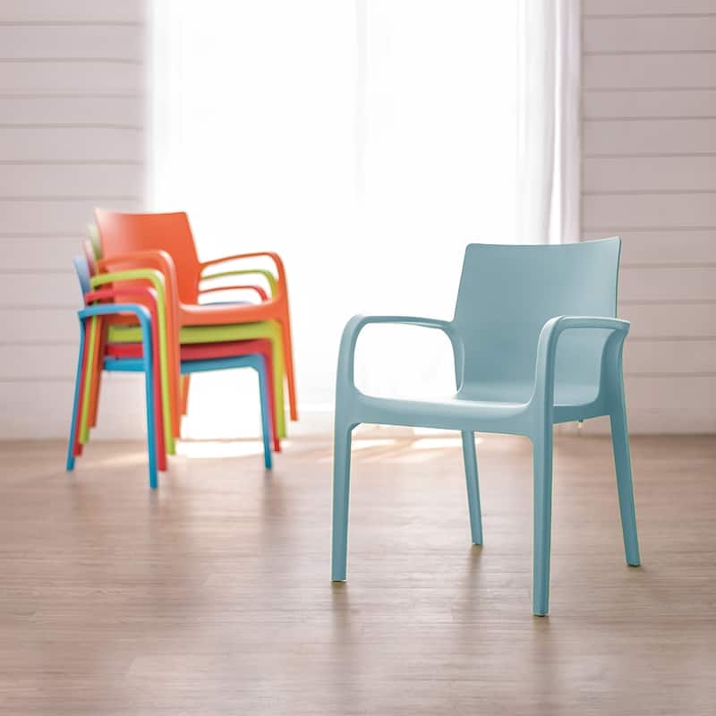 Alissa Resin Stackable All-Weather Dining Armchair, Set of 2