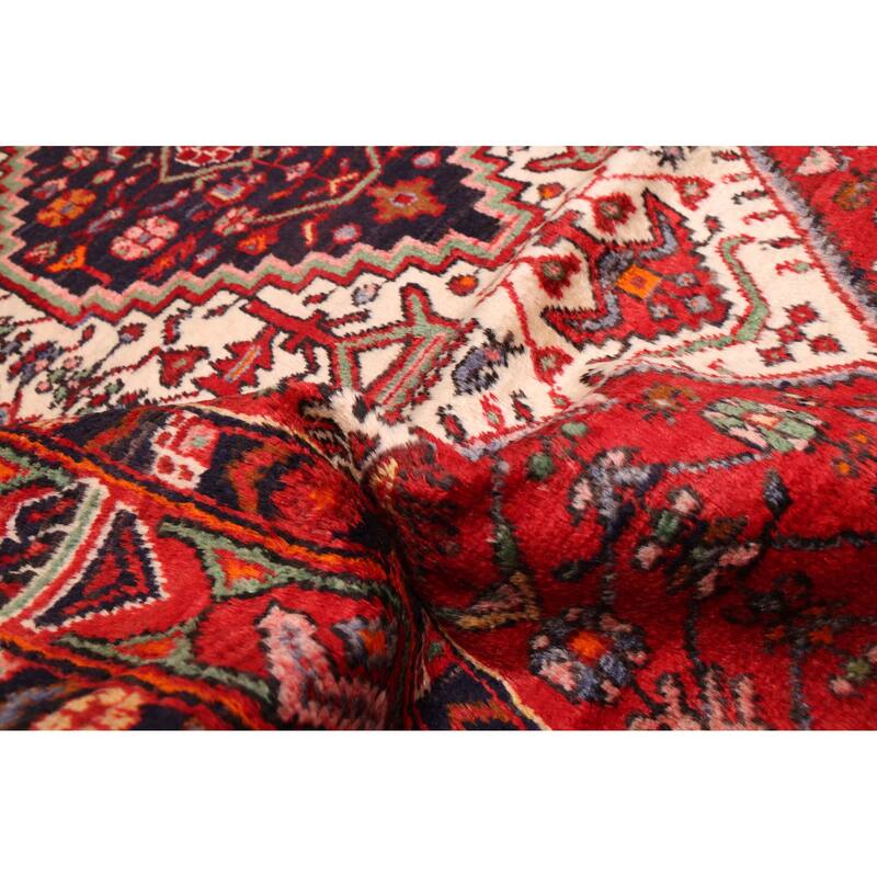 ECARPETGALLERY Hand-knotted Anadol Cream, Red Wool Rug - 4'2 x 6'9