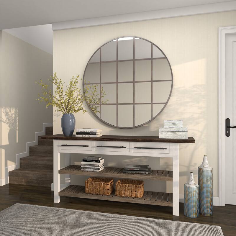 Blue Metal Distressed Tall Geometric Decorative Vase with Grid Pattern and Gold Accents (Set of 2)