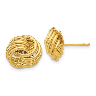 Curata 14k Yellow Gold 11mm Polished Large Love Knot Post Earrings