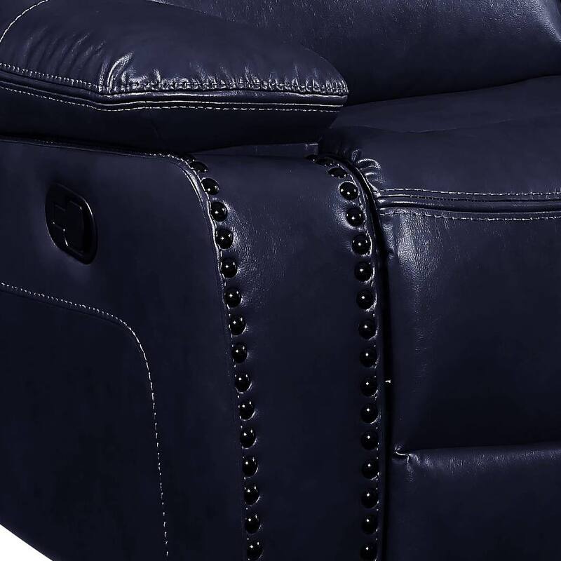 Graton Navy Horizontal Tufted with Nailhead Trim Recliner