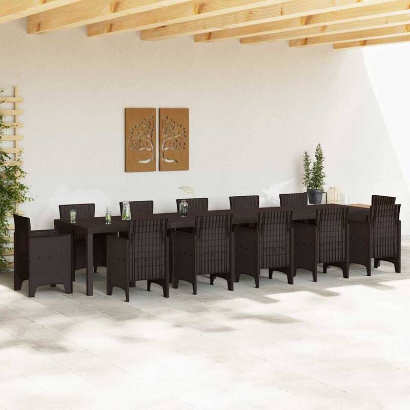 vidaXL Garden Table Anthracite/Brown poly rattan