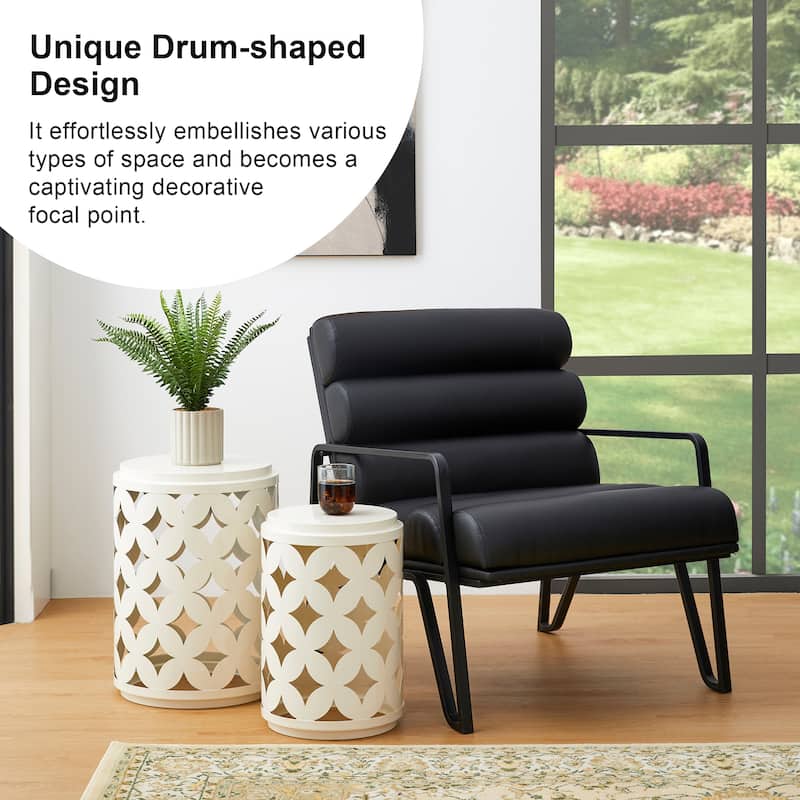 Glitzhome 19.25"H Set of 2 Modern Metal Frame Side Table - 14"L x 14"W x 19.25"H
