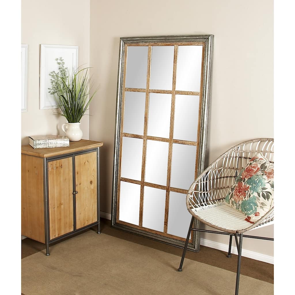 Brown Glass Farmhouse Wall Mirror 67 x 35 x 2 - 35 x 2 x 67