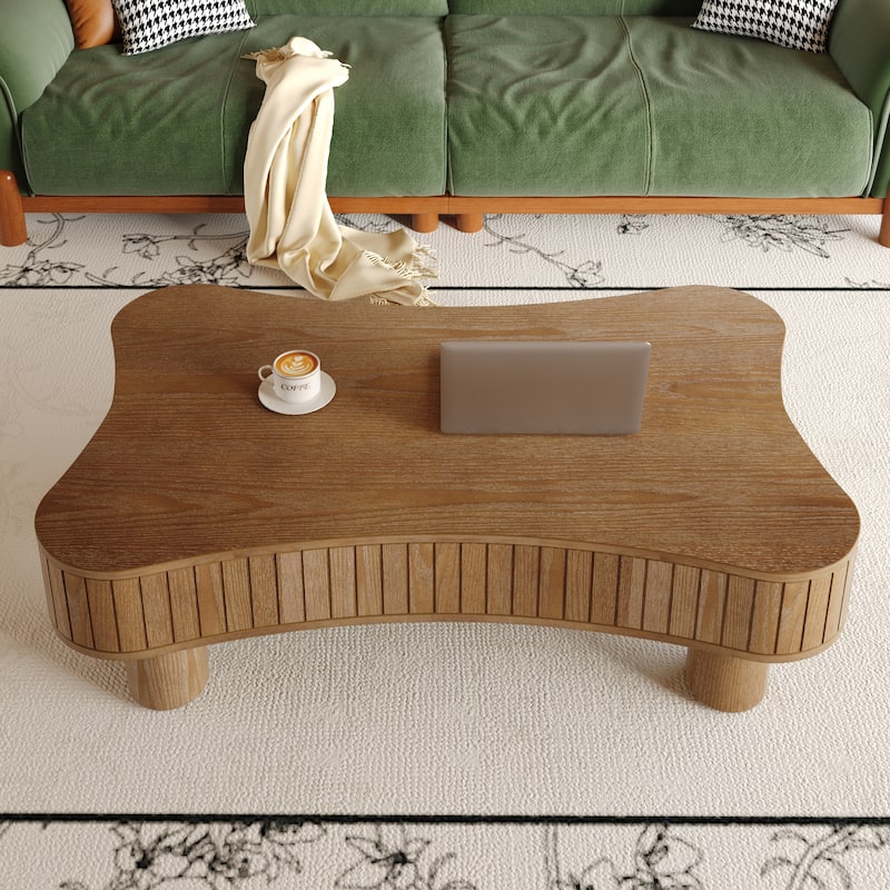 42" Modern Lift-Top Coffee Table – Fluted Design with Hidden Storage & Silent Hydraulic Mechanism‌