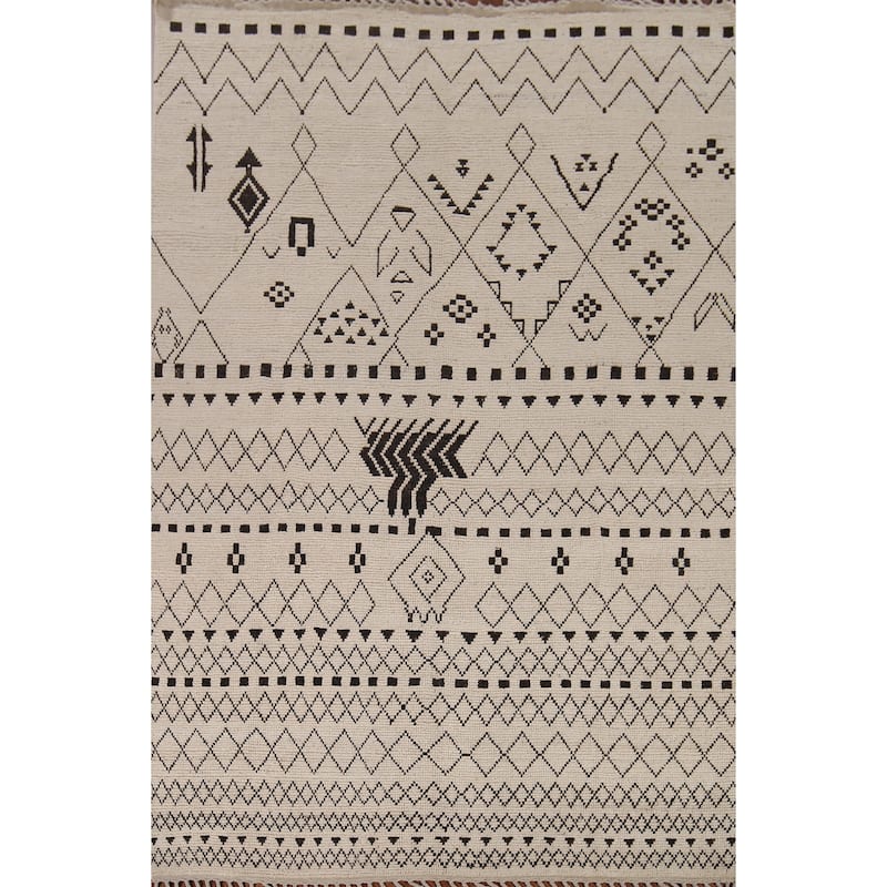 All-Over Abstract Moroccan Oriental Rug Hand-Knotted Wool Carpet - 7'8"x 10'7"