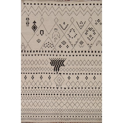All-Over Abstract Moroccan Oriental Rug Hand-Knotted Wool Carpet - 7'8"x 10'7"