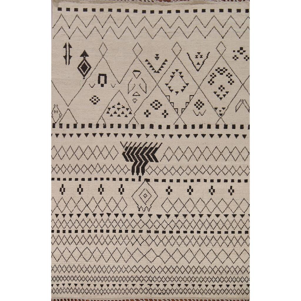 All-Over Abstract Moroccan Oriental Rug Hand-Knotted Wool Carpet - 7'8"x 10'7"