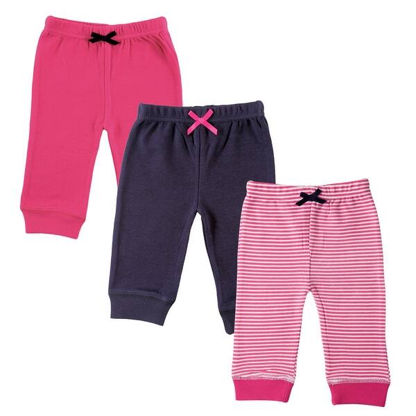 slide 1 of 1, Luvable Friends Baby Girl Cotton Pants 3pk, Pink 0-3 Months - Pink