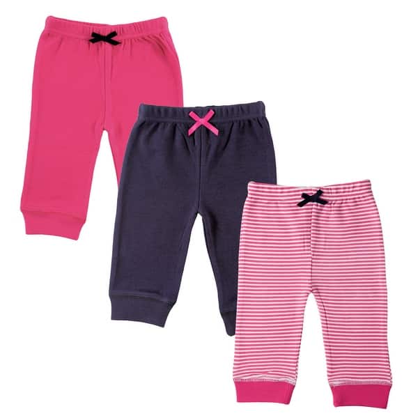 slide 1 of 1, Luvable Friends Toddler Girl Cotton Pants 3pk, Pink Pink - 2T