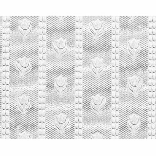White Embossed Textured Vinyl Wallpaper Tulip Motif Design Double Roll 56 Square Feet Renovators Supply