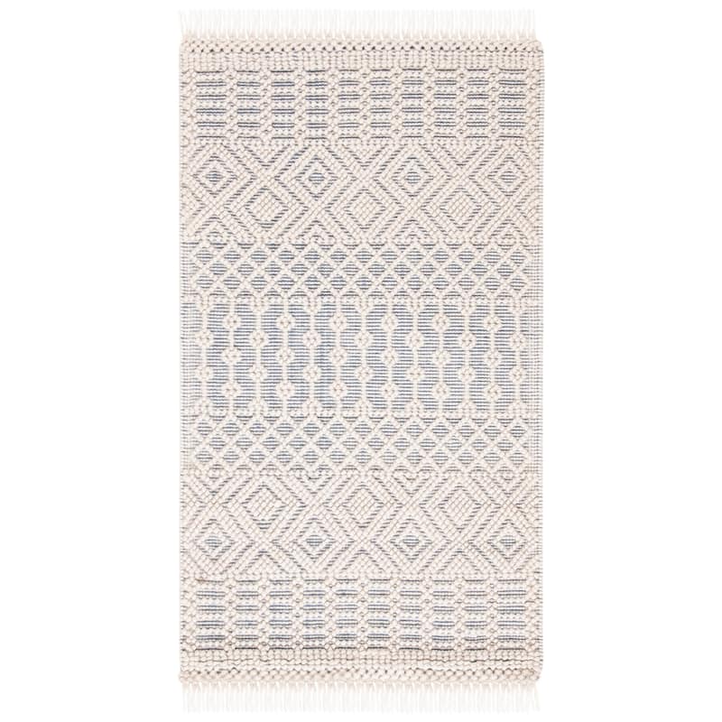 SAFAVIEH Handmade Natura Estel Wool Fringe Rug - 2' x 3' - Ivory/Grey