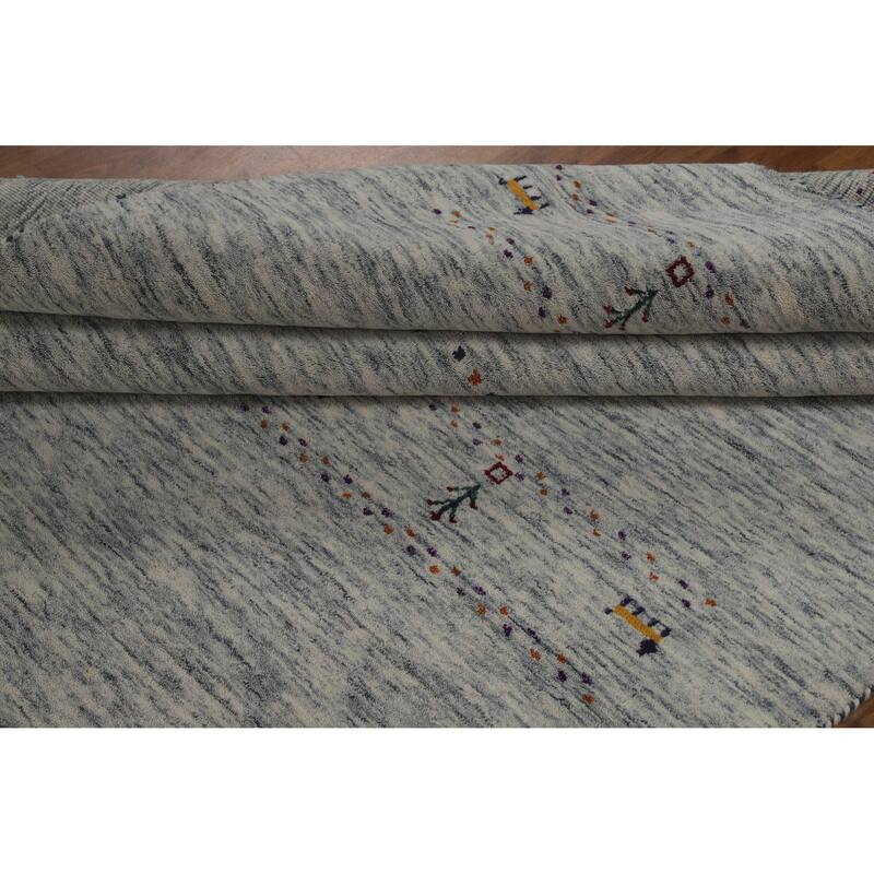 Hand Knotted Oriental 100% Wool Carpet Tribal Animal Pictorial Beige & Ivories Gabbeh Area Rug - 7' 10'' X 5' 5''