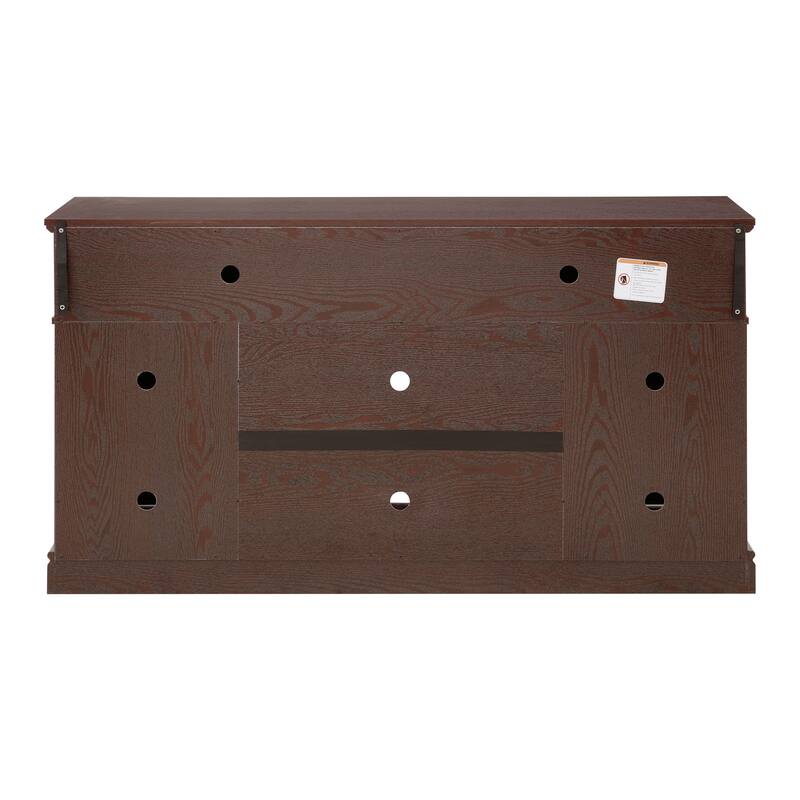 Embossed Pattern TV Stand, TV and Media Console with Open and Closed Storage Space and sliding door