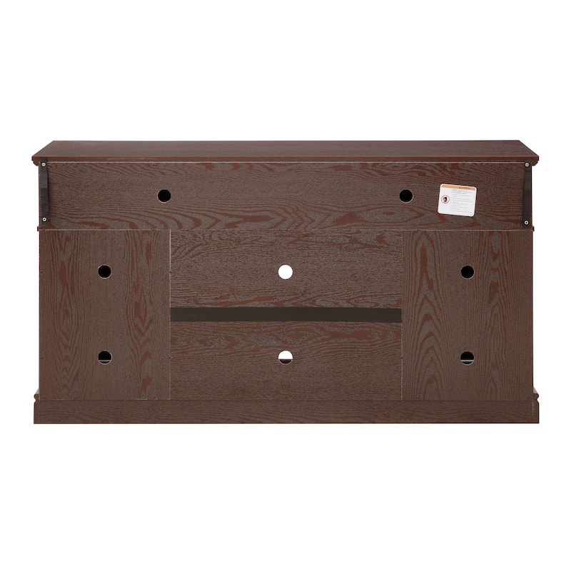 Embossed Pattern TV Stand for TVs Up to 65", Fireplace TV Stand with Storage Cabinet