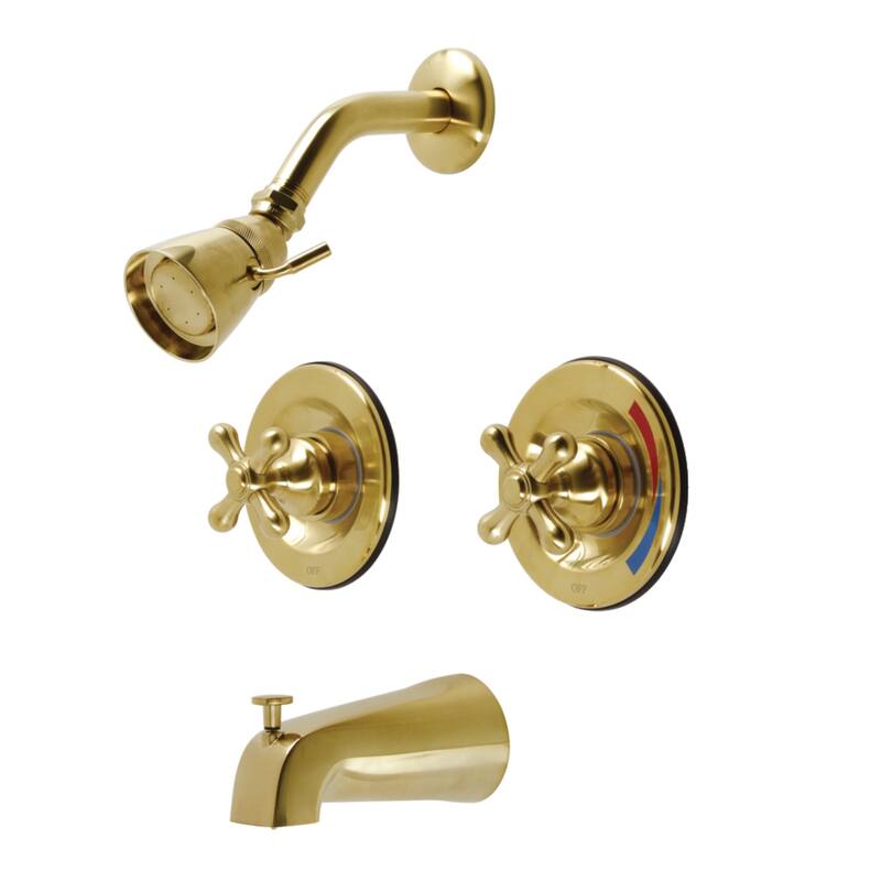 Kingston Brass Vintage Pressure Balanced Two-Handle Tub and Shower Faucet - Brushed Brass