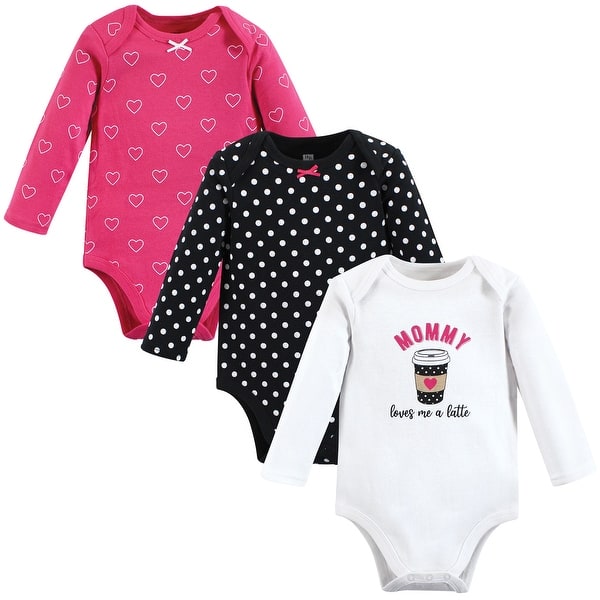 slide 1 of 1, Hudson Baby Infant Girl Cotton Long-Sleeve Bodysuits, Mommy Latte 0-3 Months - Mommy Latte