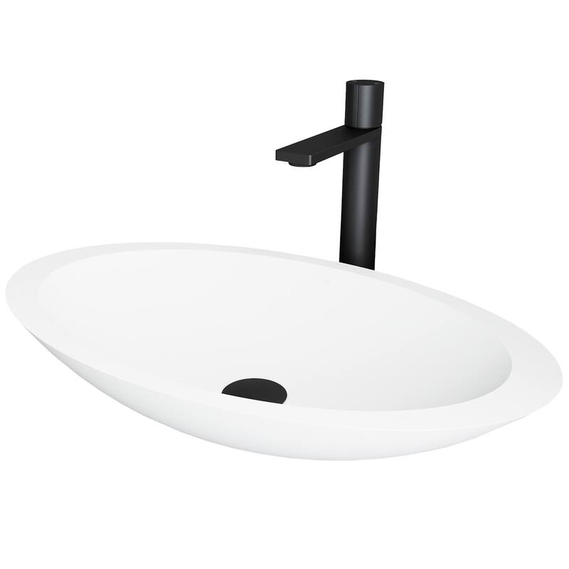 Vigo Wisteria 23-1/8" Matte Stone� Vessel Bathroom Sink with 1.2 GPM - Matte White
