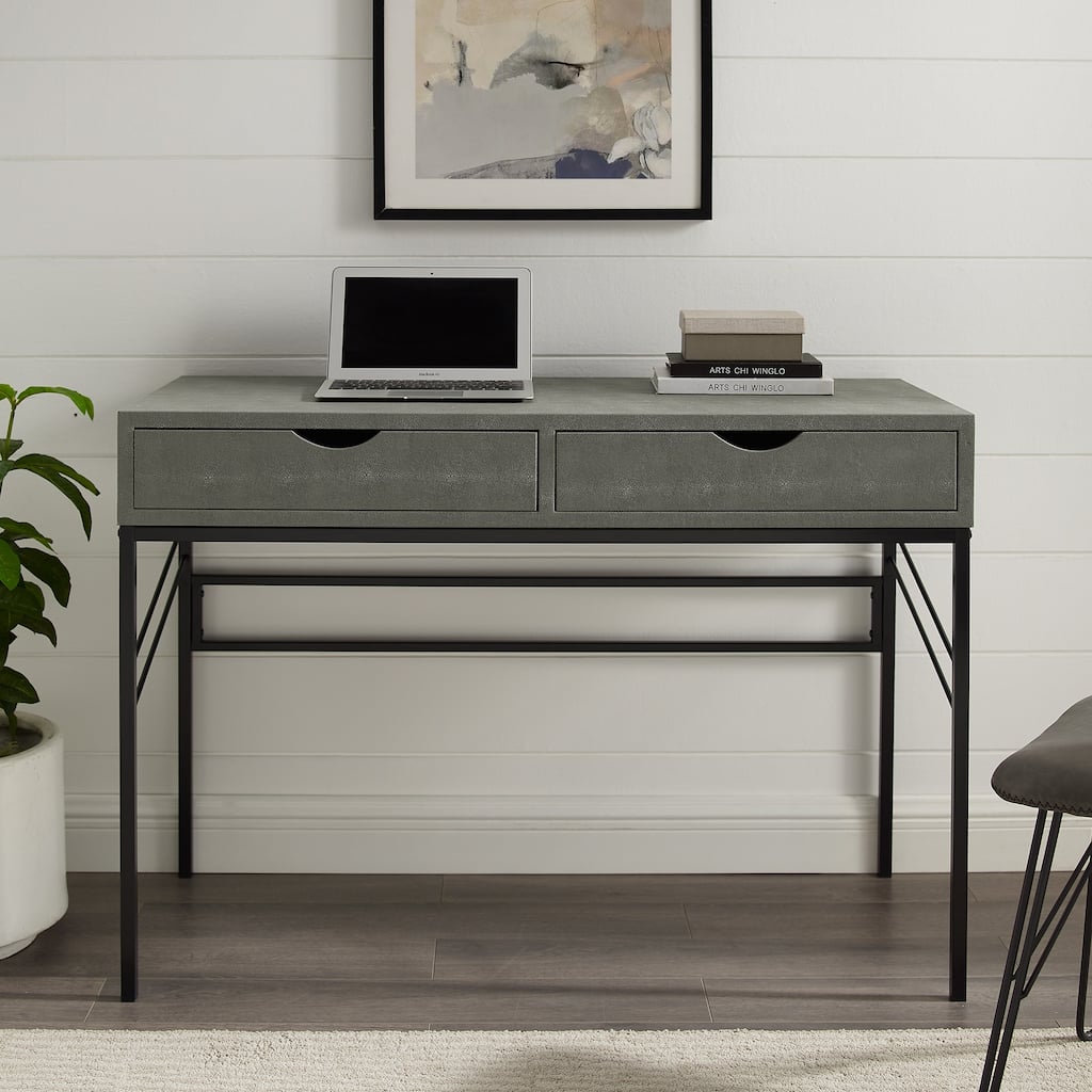 Walker Edison 44-inch Faux Shagreen 2-Drawer Desk