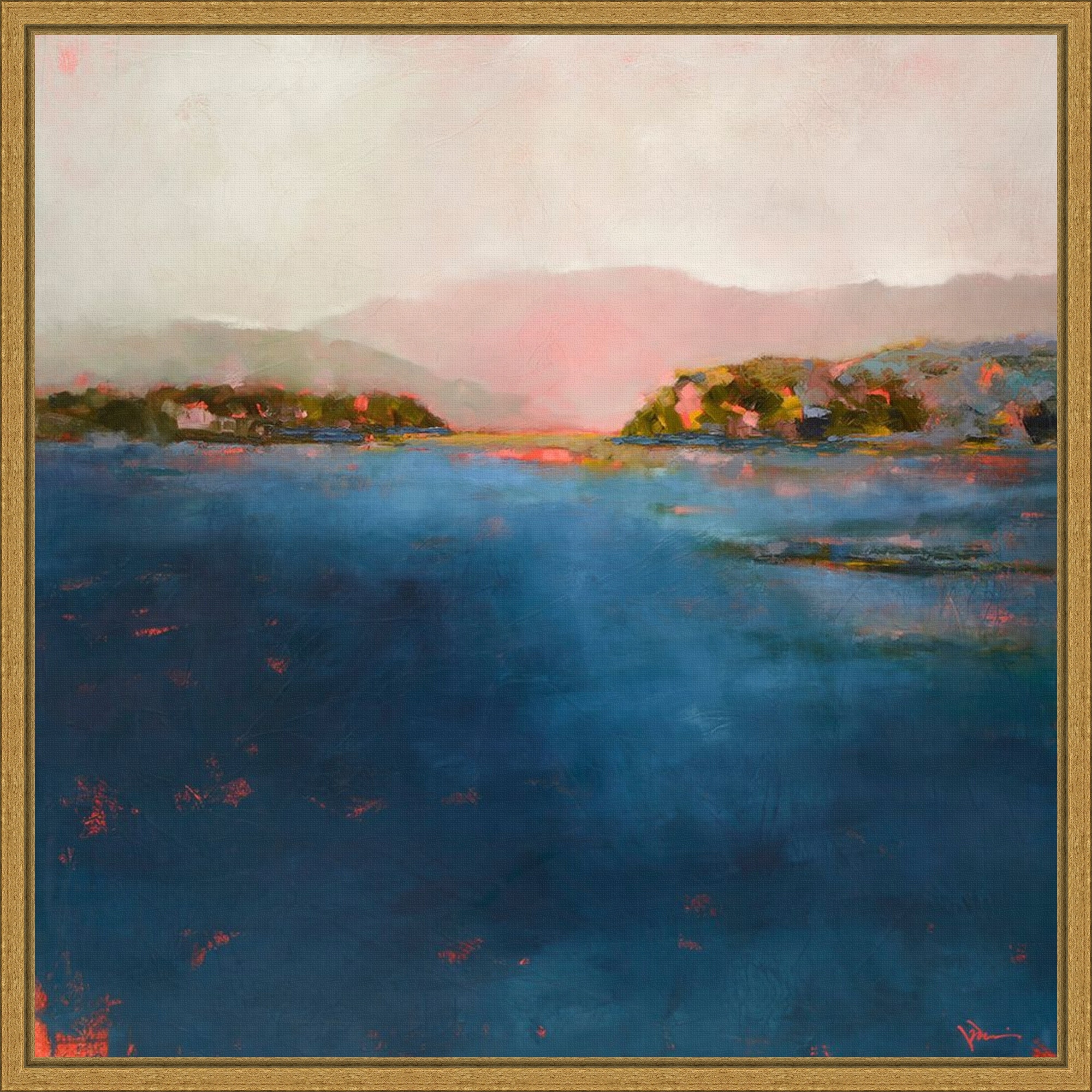 Amanti Art Still Water by Patrick Dennis Framed Canvas Wall Art Print - Sylvie Gold