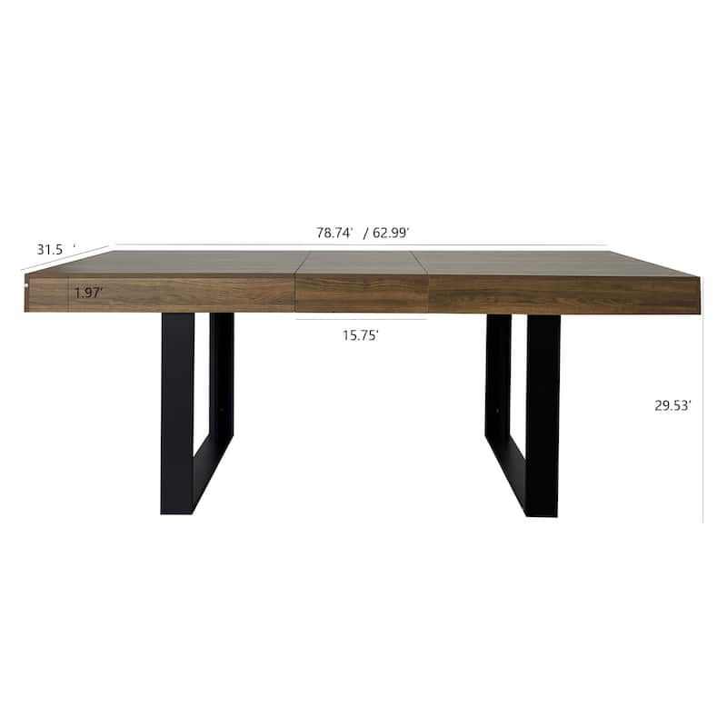 Rectangle Extendable Dining Table For 6-10 People Aged Effect Wood