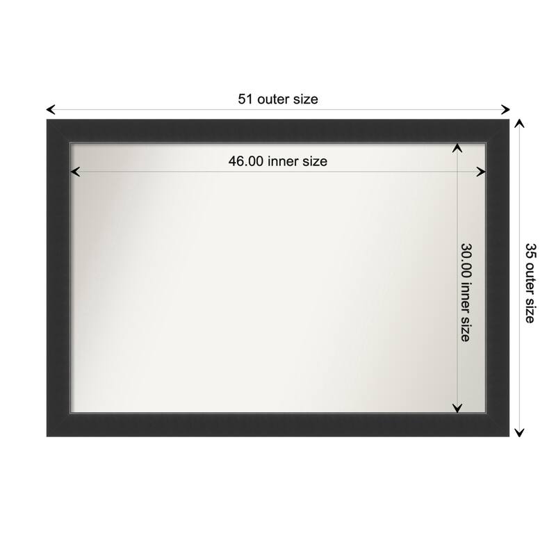 Corvino Black Framed Non-Beveled Custom Wall Mirror, Bathroom Vanity Mirror - Outer Size: 51 x 35