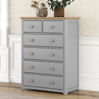 Rustic Wooden Dresser Chest with 6 Drawers, Storage High Cabinet for ...