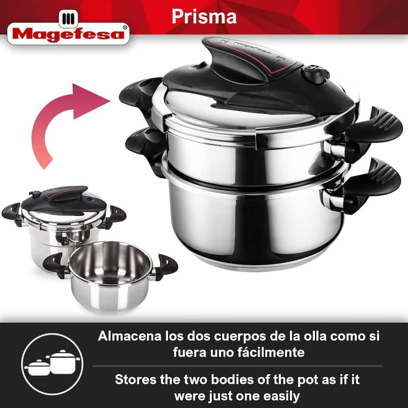 Magefesa Prisma Stainless Steel Pressure Cooker Set - 4.2 & 6.3 Quarts