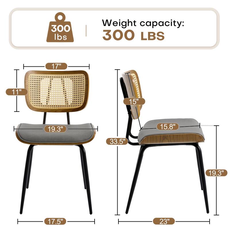 Faux Leather Upholstered Dining Chairs Set of 2/4 - 33.5"H x 19.3"W x 23"D