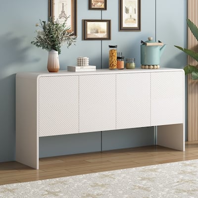 Modern Sideboard Buffet Storage Cabinet with with 4 Doors and Rebound Device, Kitchen Cupboard Console Cabinet for Living Room