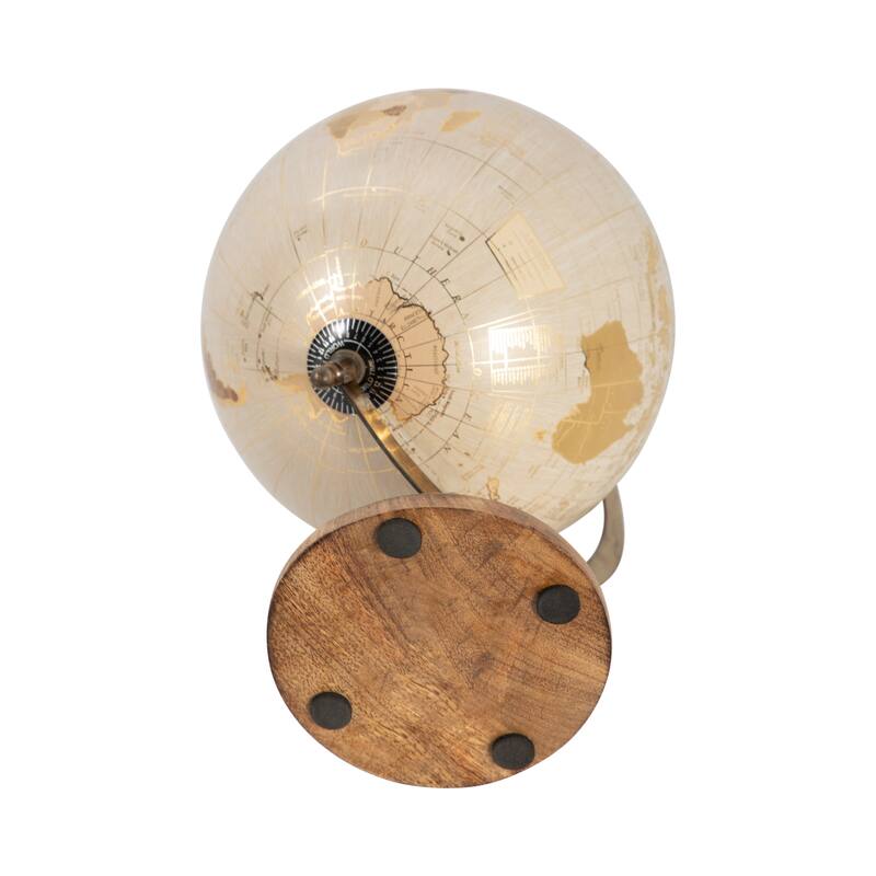 Sagebrook Home Elegant Gold 13" Decorative Globe, Mango Wood & Metal World, Perfect for Home Office - 8" x 9" x 13"