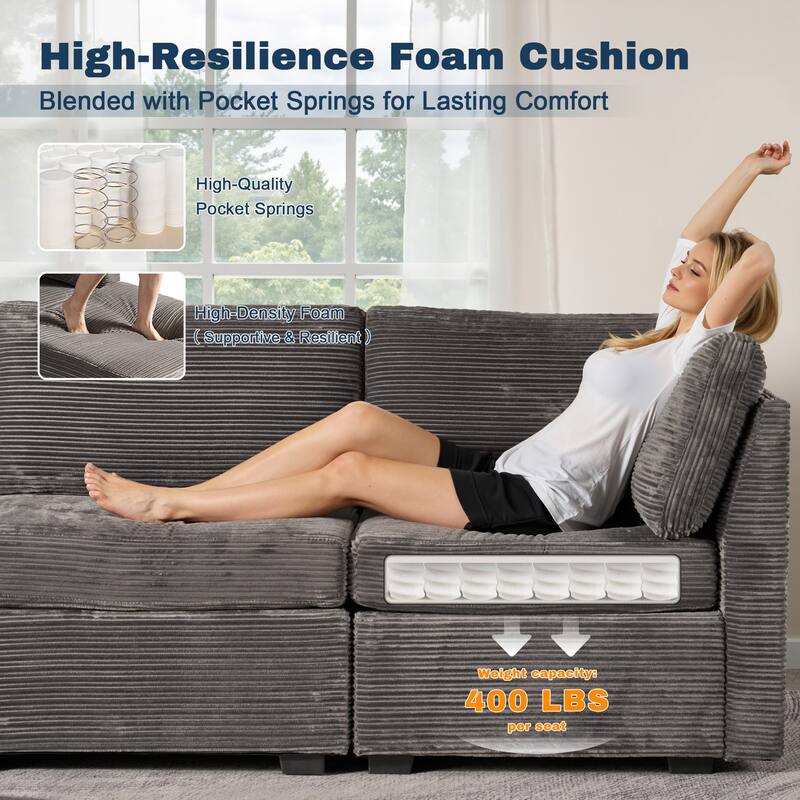 XIZZI Modular Sectional Sofa Chaise Couch with Ottoman