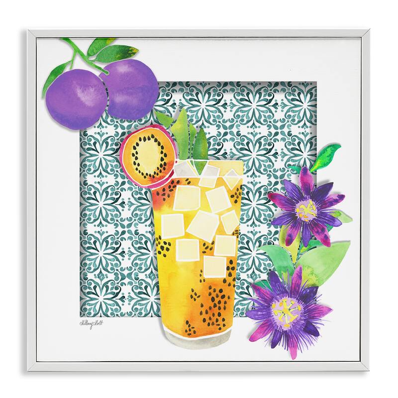Stupell Passion Fruit Cocktail Framed Giclee Art Design By Hillary Holt - 24 x 24 - White
