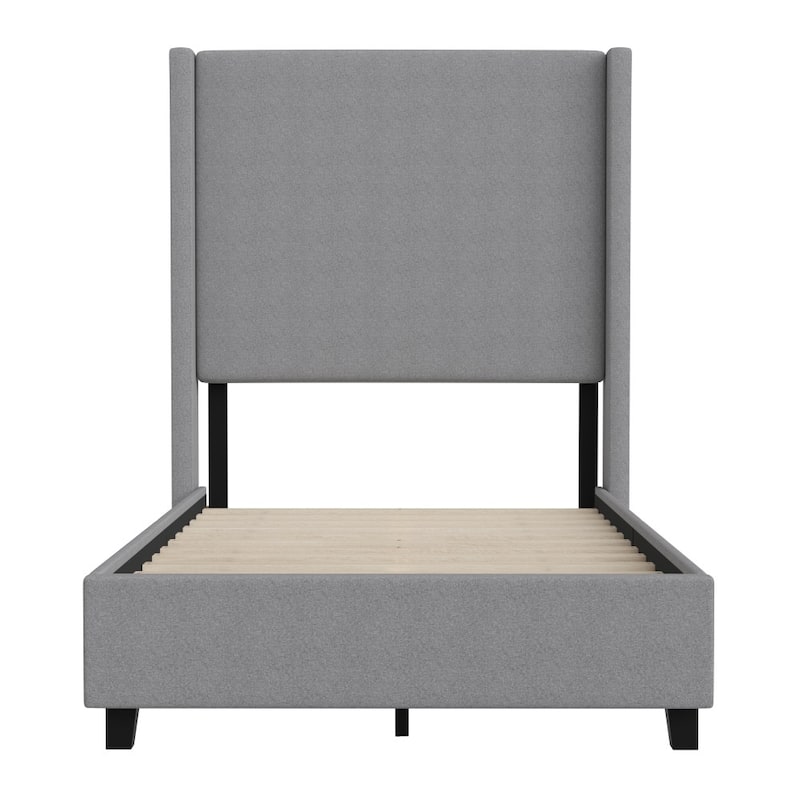Modern Upholstered Platform Bed with Channel Stitched Headboard